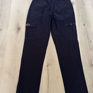 Black Track Pants with Straight Leg and Flat-Front Waistband